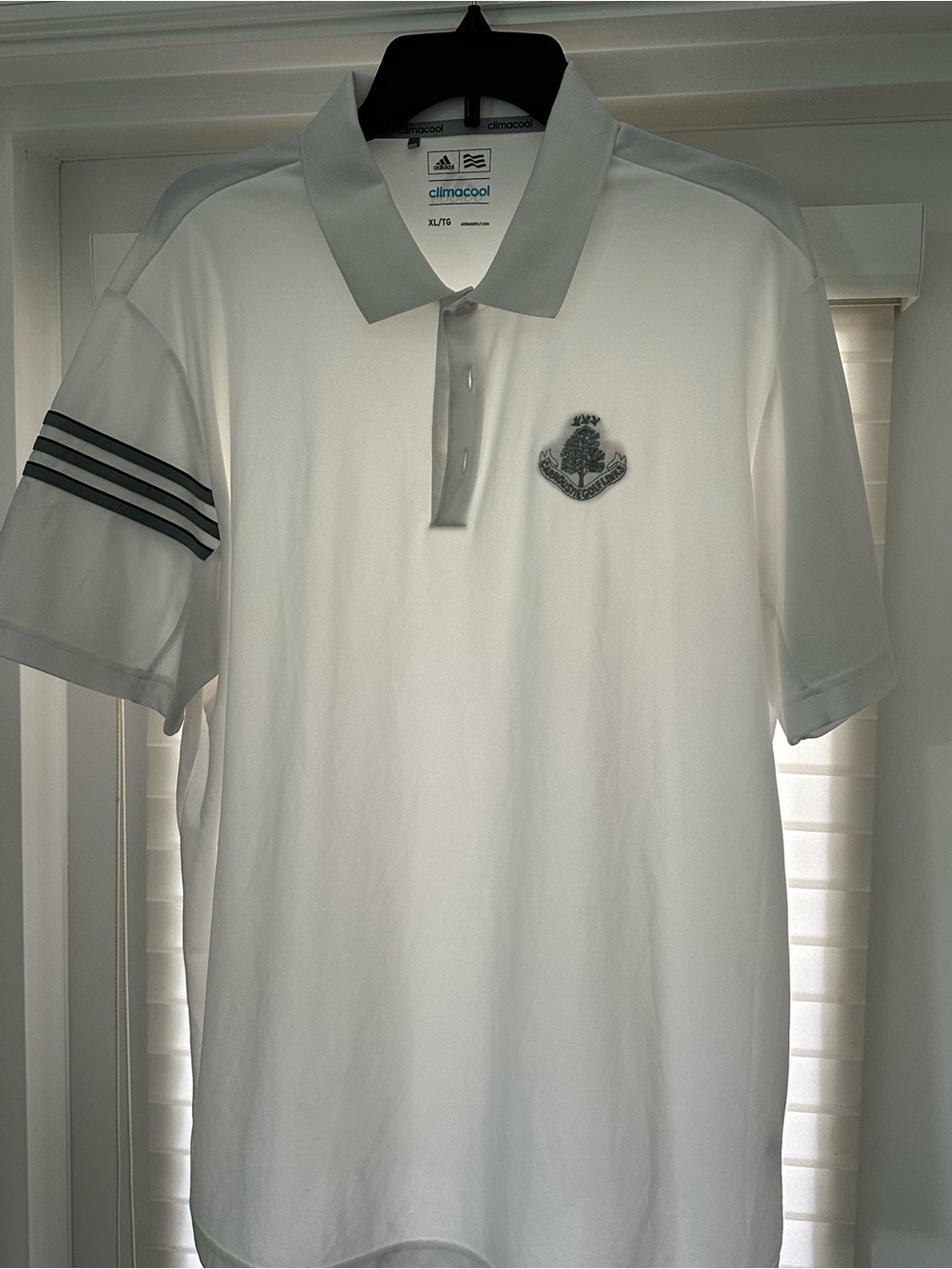 adidas White Polo with Gray Trim and Crest